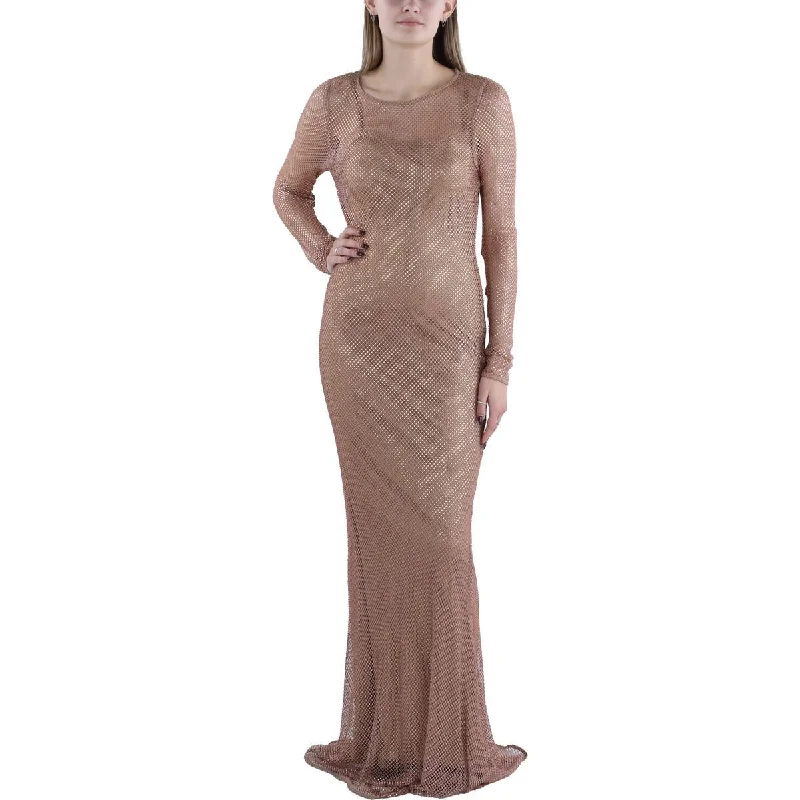 Womens Fishnet Embellished Evening Dress Tiered unclassified dresses