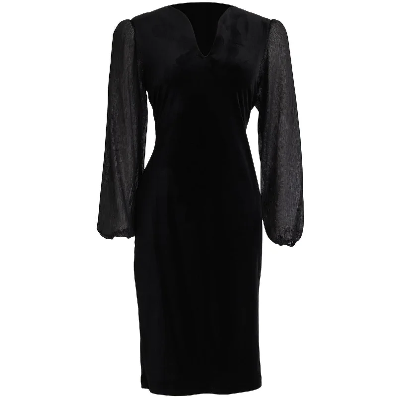 Womens Velvet Metallic Sheath Dress Monochrome unclassified dresses