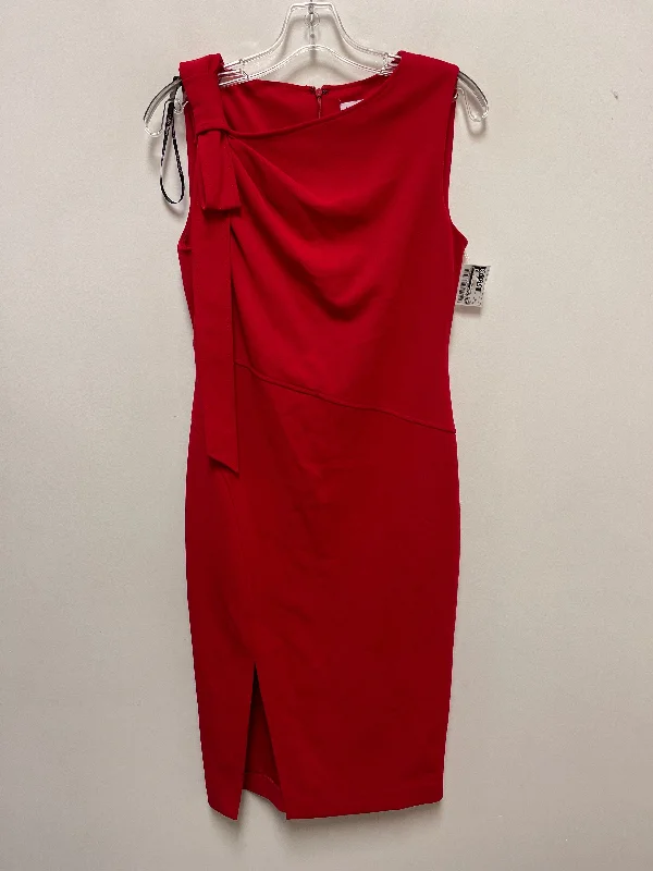 Dress Casual Midi By Calvin Klein In Red, Size: S Embroidered Midi Skirt